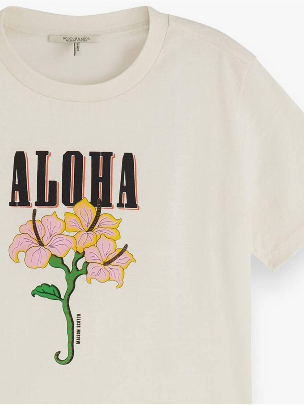 Scotch & Soda Aloha Cream Graphic Print Crewneck T shirt, XL